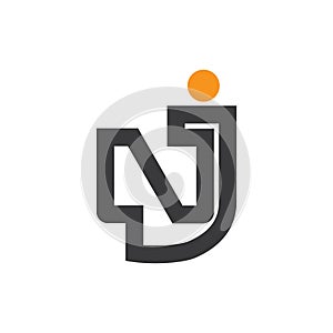 Letter nj simple geometric line logo vector