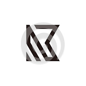 letter nk stripes geometric linear logo vector