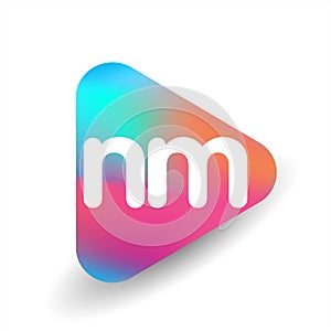 Letter NM logo in triangle shape and colorful background, letter combination logo design for business and company identity