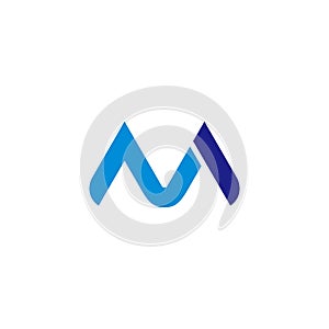 letter nm slice blue simple logo vector