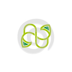 letter nn natural green leaf vegetables logo vector photo