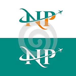 Letter NP Air Travel Logo Design Template