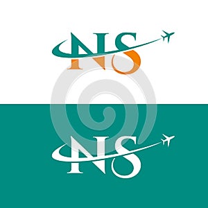 Letter NS Air Travel Logo Design Template