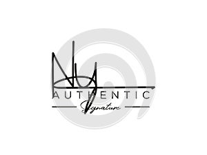 Letter NU Signature Logo Template Vector