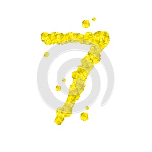 The letter number seven or 7, in the alphabet Crystal diamond 3D virtual set illustration