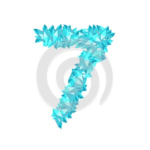 The letter number seven or 7, in the alphabet Crystal diamond 3D virtual set illustration Gemstone concept design blue color, iso