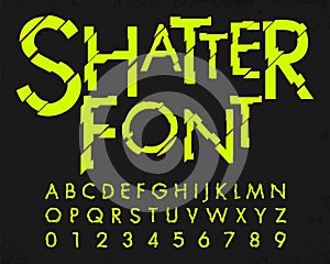 Letter and number with shatter font design photo