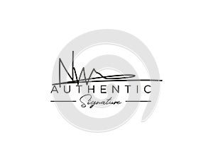 Letter NW Signature Logo Template Vector