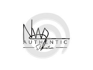 Letter NW Signature Logo Template Vector