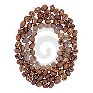 Letter O from coffee alphabet isolated on white