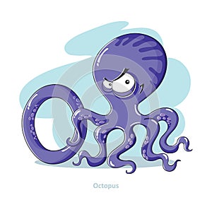 Letter O with funny Octopus