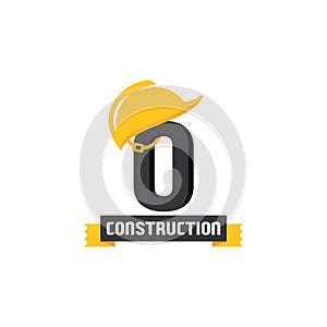 Letter O Helmet Construction Logo Vector Design. Security Building Architecture Icon Emblem