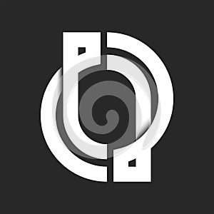 Letter O logo monogram, oval shape intersection white lines identity tech emblem