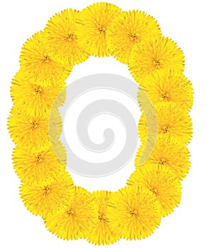 Letter O made from dandelions