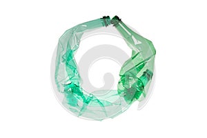 Letter O made of plastic bottle on isolated white background
