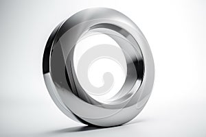 letter o, from polished metal, on white background