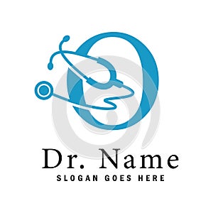 Letter O Stethoscope Logo. Alphabet O Doctor Business Icon