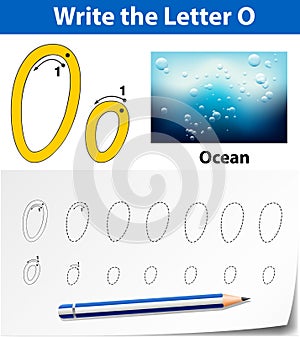 Letter O tracing alphabet worksheets