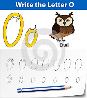 Letter O tracing alphabet worksheets