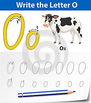 Letter O tracing alphabet worksheets