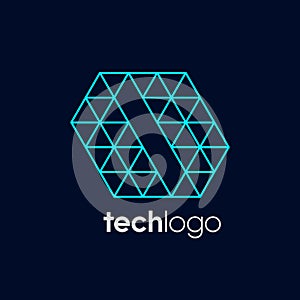 Letter O Triangle Polygon Tech Logo