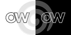 Letter O and W, OW logo design template. Minimal monogram initial based logotype