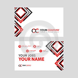 Letter OC logo in black which is included in a name card or simple business card with a horizontal template.