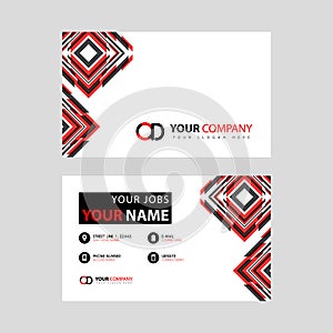 Letter OD logo in black which is included in a name card or simple business card with a horizontal template.