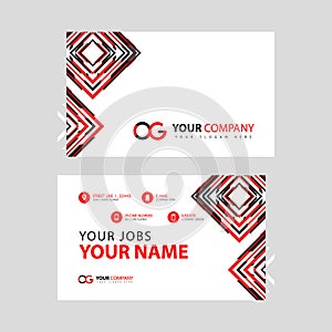 Letter OG logo in black which is included in a name card or simple business card with a horizontal template.