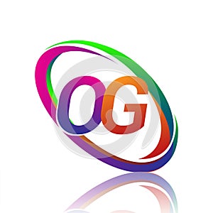 letter OG logotype design for company name colorful swoosh. vector logo for business and company identity