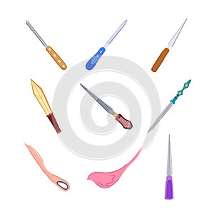 letter opener set cartoon vector illustration