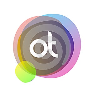 Letter OT logo with colorful splash background, letter combination logo design for creative industry, web, business and company