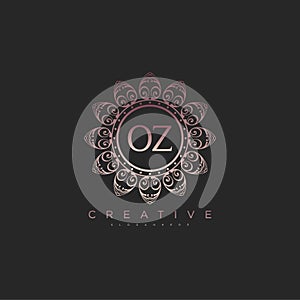 Letter OZ Elegant initial logo Lotus vector