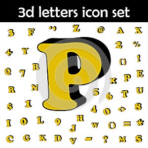 Letter p, alphabet, 3d icon. 3D words, letters icons universal set for web and mobile