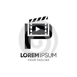 Letter P Clapperboard Logo Design Vector Icon Graphic Emblem Illustration