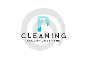 Letter P for cleaning clean service Maintenance for car detailing, homes logo icon vector template