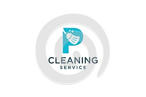 Letter P for cleaning clean service Maintenance for car detailing, homes logo icon vector template