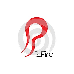 Letter p flame design logo vector
