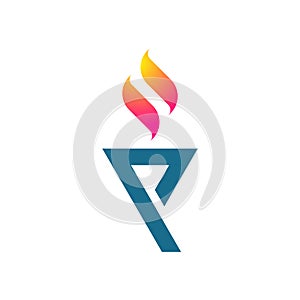 Letter p - flame - torch logo