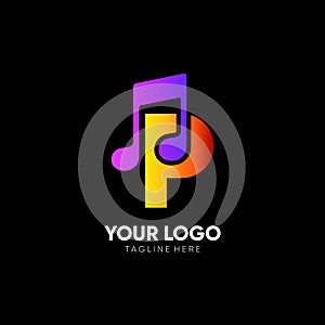 Letter P Initial Music Logo Design Vector Icon Graphic Emblem Illustration