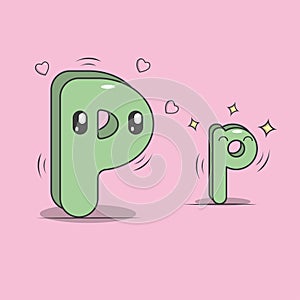 Letter P kawaii style