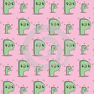 Letter P kawaii style pattern