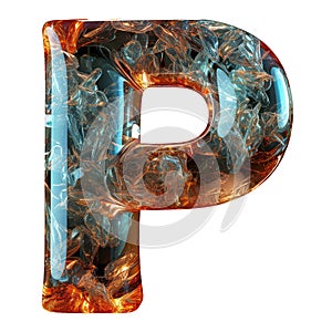 Letter P Liquid font gel alphabet capital character isolated on white transparent
