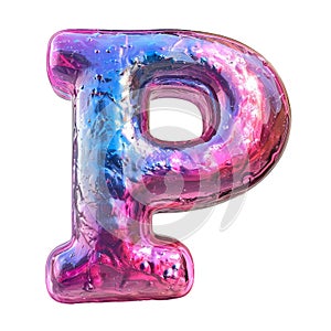 Letter P Liquid font gel alphabet capital character isolated on white transparent