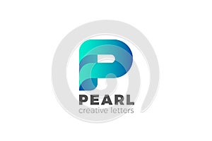 Letter P Logo design Corporate Business Technology vector template Ribbon style