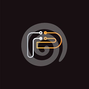Letter P logo design template, Abstract technology dot connection design