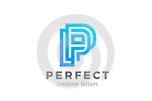 Letter P Logo Monogram Geometric Font design vecto