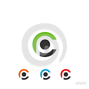 Letter p logo vector, pc letter. circle round design