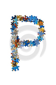 Letter P made of puzzle pieces