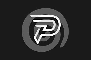 Letter P, PD Wing Monochrome Logo